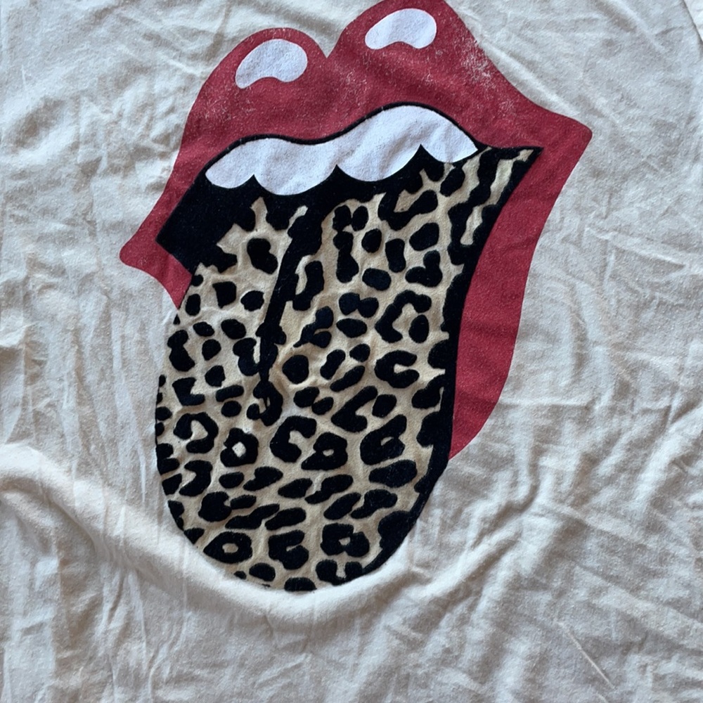 Daydreamer Free People Wood Ash Rolling Stones Leopard Tongue T-Shirt medium - Picture 4 of 5